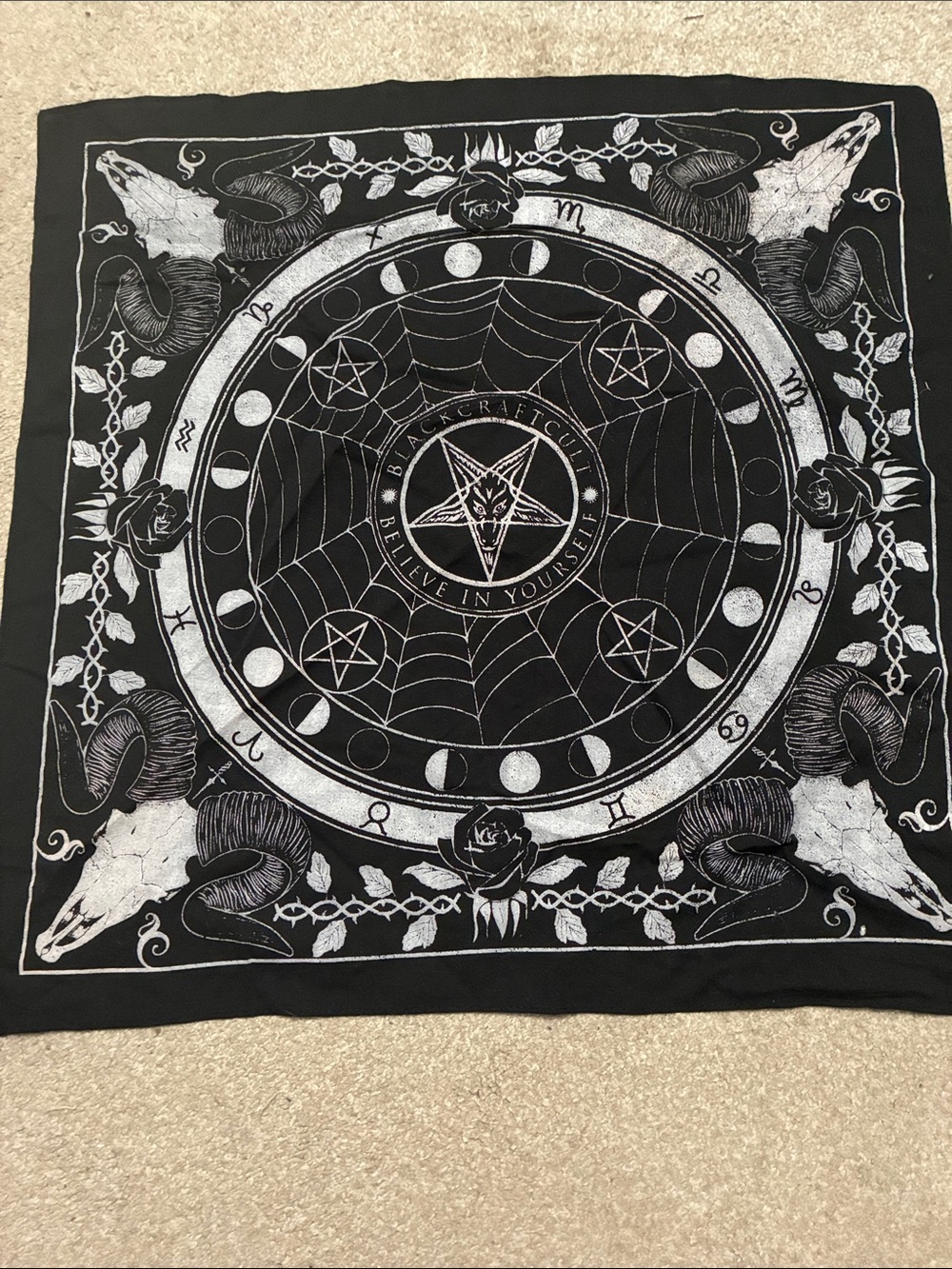 Blackcraft Cult Black & White Occult Bandana Scarf